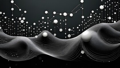connected dots black and white background