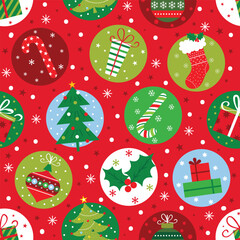 Fototapeta premium festive seamless pattern with cute christmas icon design