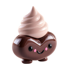 Adorable chocolate heart character topped with swirling cream