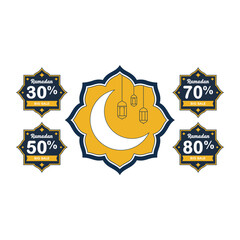 Ramadan sale labels with crescent moon and lanterns © OhiStock