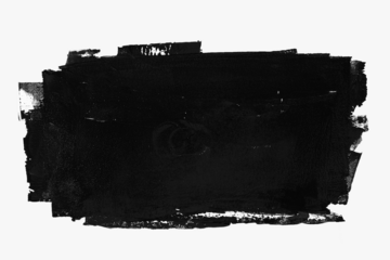 Abstract black paint brushstroke smudge with rough texture, isolated on a white background with copy space.
