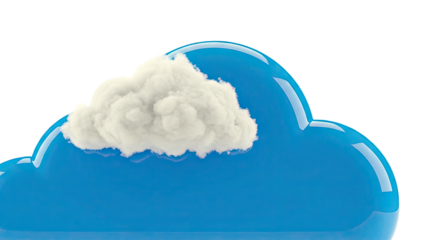 Glossy Blue Cloud with Fluffy White Cloud Accent