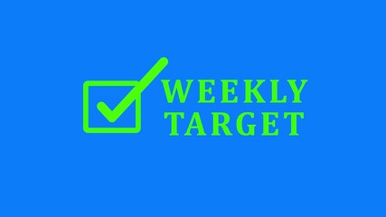 Glowing checking ticking mark with marker on the checkbox along weekly target typography, 4k footage. Target achieved, checklist item.4k video animation.