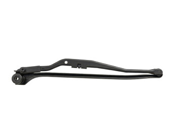 Fototapeta premium Automotive black rear wiper arm for vehicle windshield, shown as a replacement part for car maintenance or repair. 