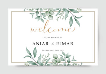 Background template set with elegant foliage decoration © siti