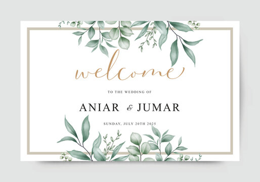 Background template set with elegant foliage decoration