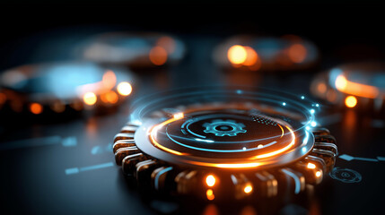 AI workflow automation with artificial intelligence software interface, nodes triggers data tool dashboard, coding icon flow process, technology 3D rendering visualization, with copy space