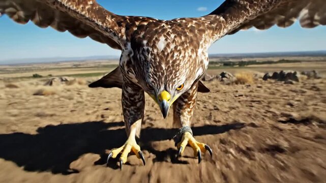 Eagle Swooping Down In Fierce Aerial Hunt