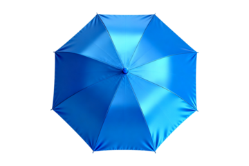 Open Blue Umbrella on White Background
