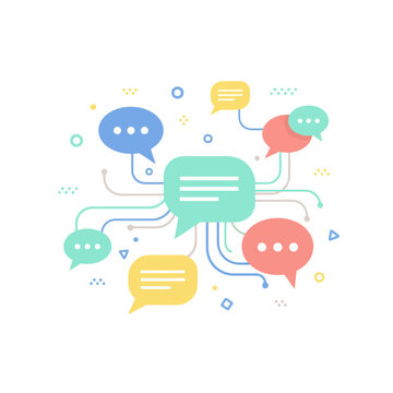 Vibrant communication concept with colorful speech bubbles