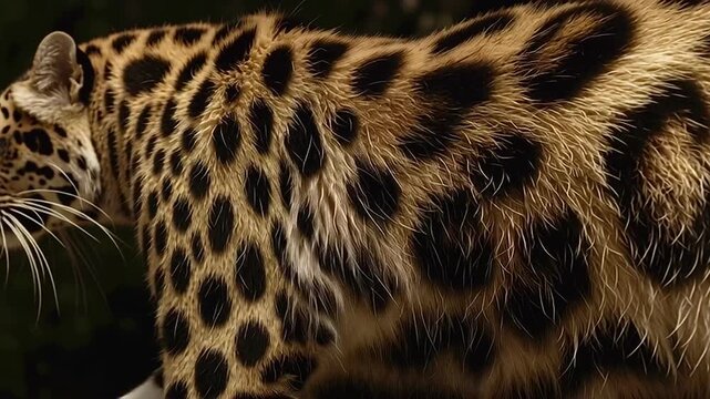 Close up of jaguar fur turning into walking animal