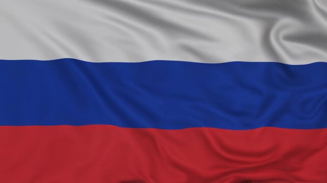 Russian Federation flag swaying in the wind endless loop video background.