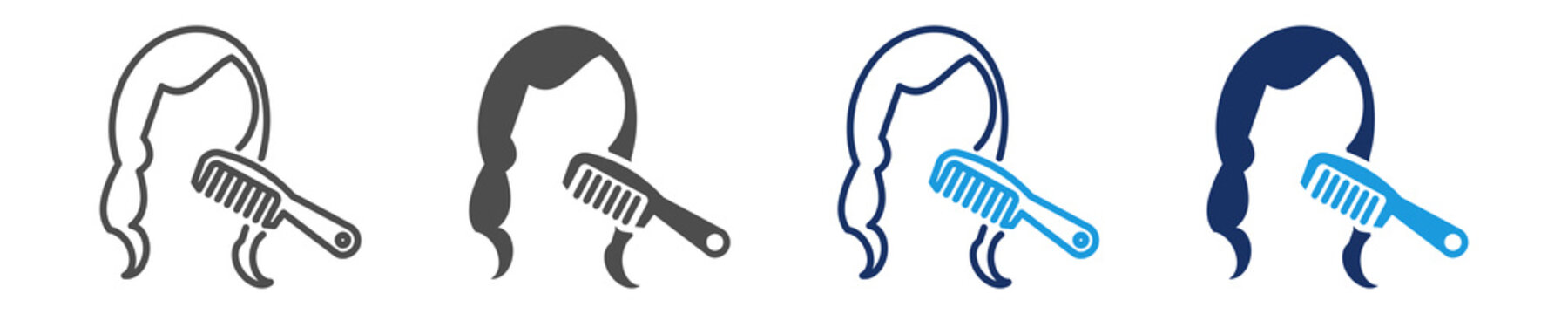 comb hair icon set multiple concept