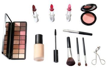 Collection of various beauty and makeup products