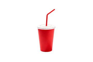 Red Disposable Cup with White Lid and Red Straw