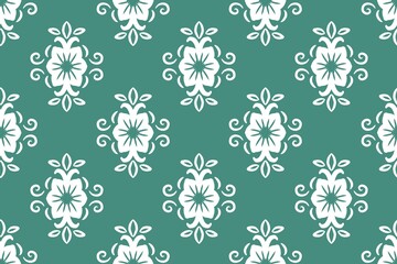 Vintage seamless floral pattern with ornate nature damask ornament and textile fabric texture for a retro winter wallpaper illustration design