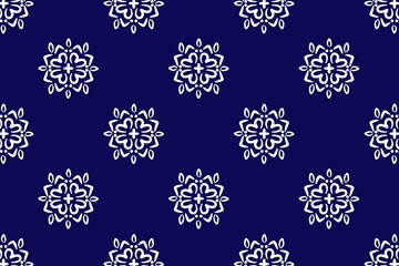seamless pattern with snowflakes with blue background 