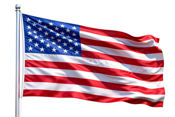 Obraz premium Waving American Flag on White Background