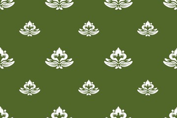 Vintage seamless floral pattern design with green leaves and winter snow ornaments on a illustration texture wallpaper