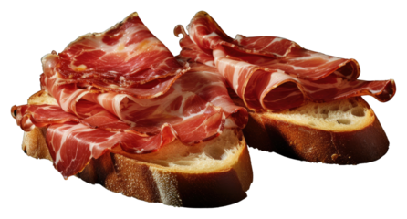 PNG Tostas de jamon bread food meat.