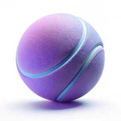 Stylized floating tennis ball with vibrant purple and blue hues in studio lighting