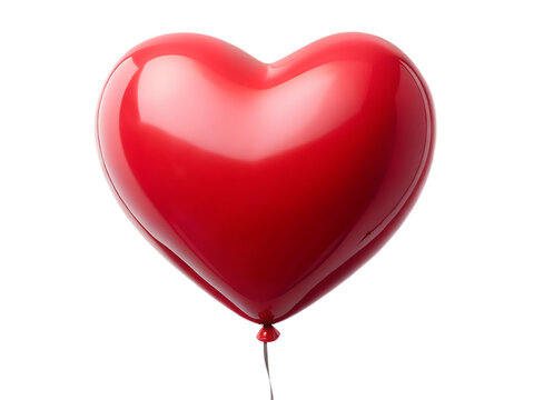Red heart shaped helium balloon on black background