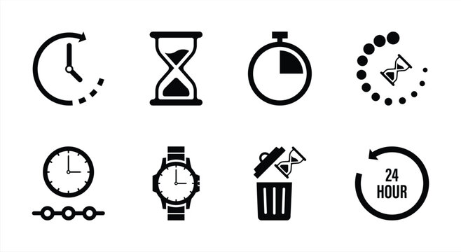 Timetable. Time Management and Countdown Icon Set