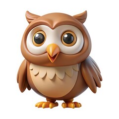 Adorable cartoon owl character with big eyes and fluffy feathers stands tall