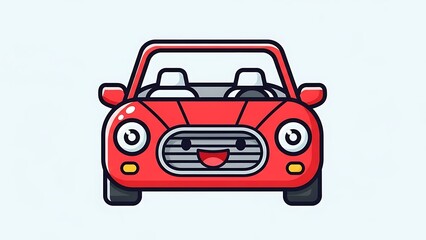 Red Convertible Car Front View Illustration.