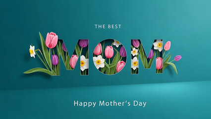 Beautiful floral mother's day greeting card with the best mom