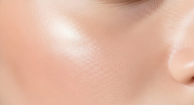 A close-up of a person's face with a smooth, even skin texture.