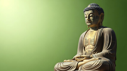 Serene buddha statue sitting in meditation pose