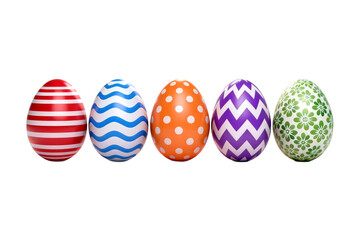 Fototapeta premium Five Colorful Decorated Easter Eggs in a Row