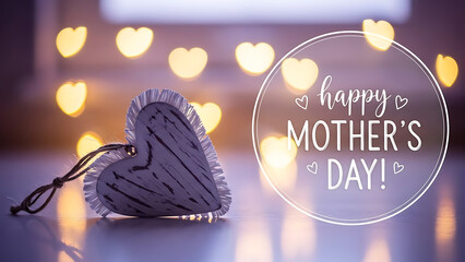 Happy mother's day greeting with heart shaped decoration