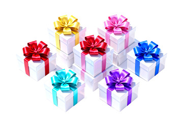 Obraz premium Colorful Gift Boxes with Ribbons for Festive Celebrations
