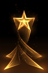 Srat shape with motion up effect on black background