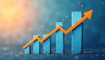 Steigende Erfolgsstatistik mit Balkendiagramm und Trendlinie
