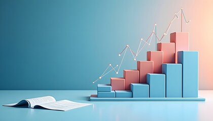 Steigende Erfolgsstatistik mit Balkendiagramm und Trendlinie
