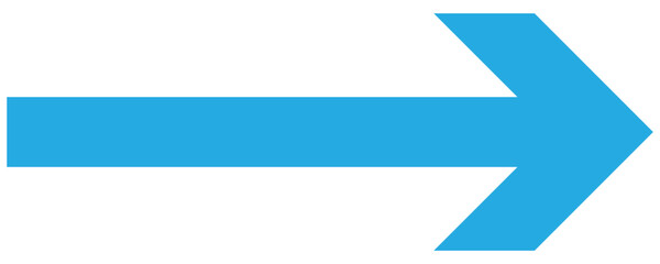 Obraz premium Blue large long arrow to the right . Blue arrow isolated on white background . Long arrow icon, right large line, blue cursor, horizontal element, thick pointer vector long arrow icon. 