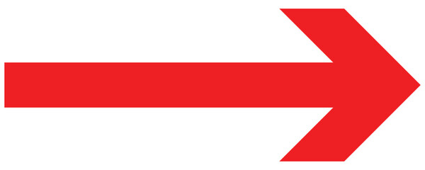 Fototapeta premium Vector red long arrow icon. Red arrow pointing vector. Red right arrow icon. Straight long arrow pointing . Vector long arrow for graphic design.