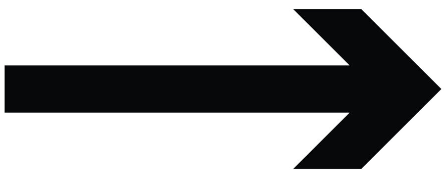 A Long arrow icon. Vector of trendy long arrow pointing right in flat style.  Large arrow pointing vector . Bold  long arrows. Vector illustration on white background. Black long arrow icon vector.