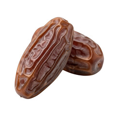 Two brown dates on white background isolated on transparent background