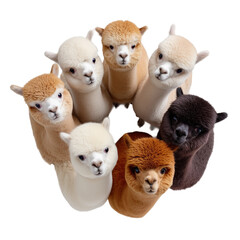 Adorable Alpacas Gathered in a Circle, PNG Clipart Element with Transparency