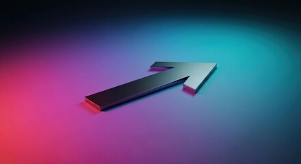 Metallic arrow points upward on color gradient