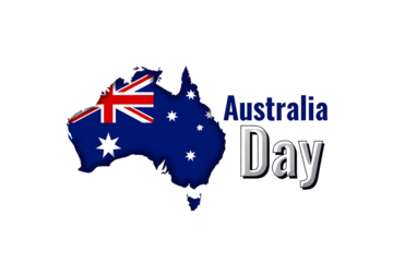 Australia day map with flag isolated on transparent background