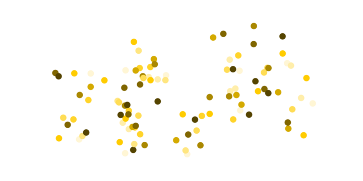 Vibrant Gold and Yellow Abstract Circle Pattern Scattered on White Background - Powered by Adobe