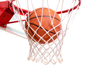 Basketball Going Through Hoop Net During Game