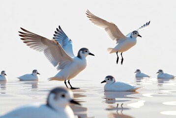 Obraz premium Water birds, wildlife habitat element, isolated on white background 