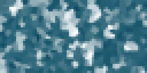 Fototapeta premium Pixelated abstract pattern in shades of teal and white, creating a mosaic-like texture with a digital or low-resolution aesthetic for modern design concepts