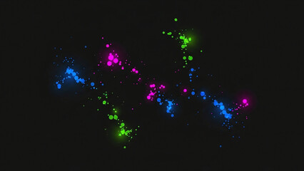 A vibrant and colorful abstract design with neon lights on a dark background